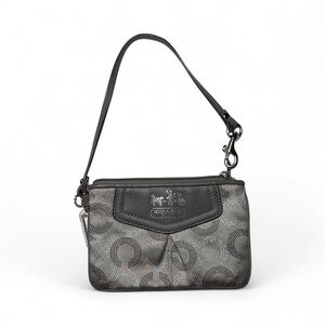 Coach Silver and Gray Patterned Wristlet